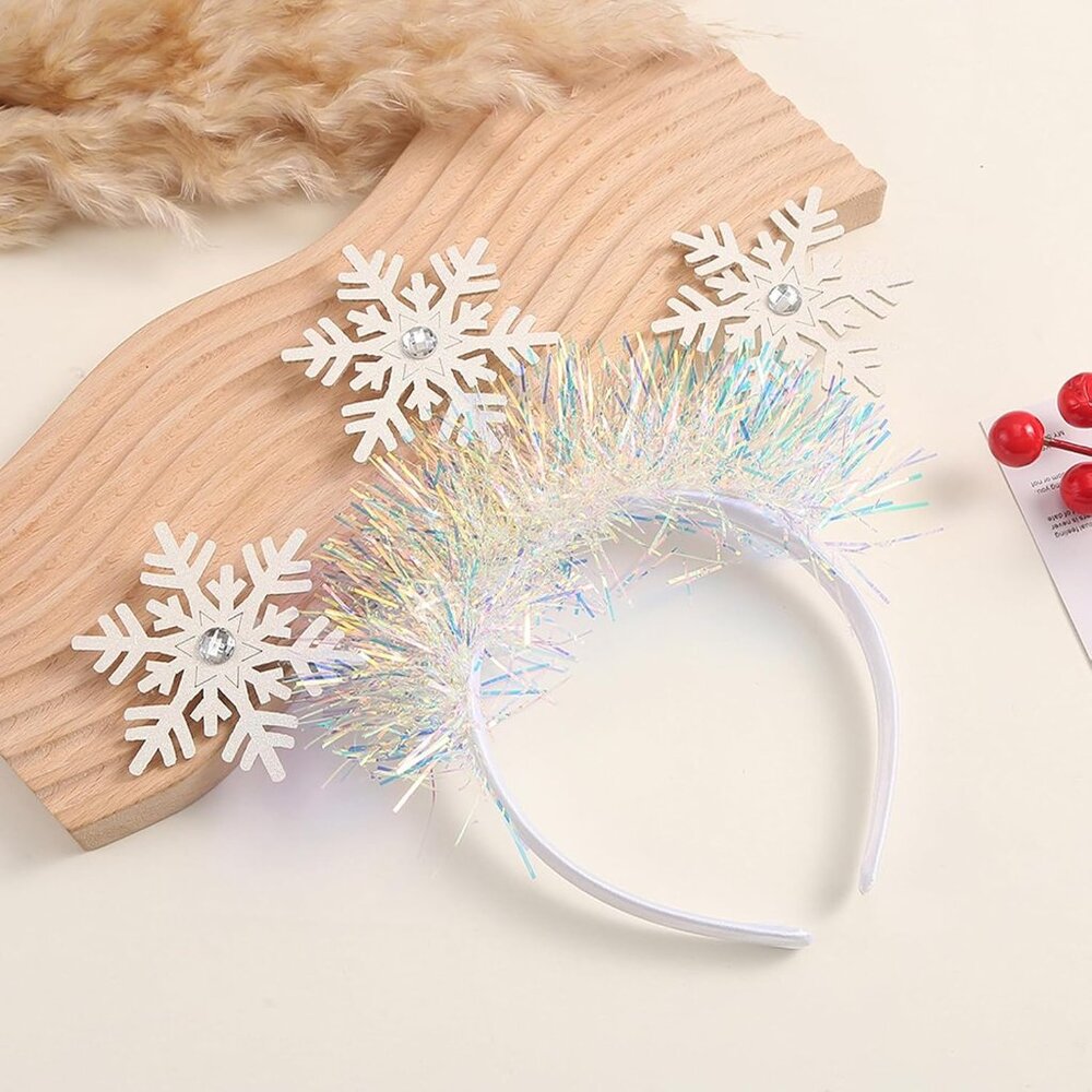 Christmas Headbands Snowflake Hairbands Glitter Snowflake Rhinestone Hair Hoop X